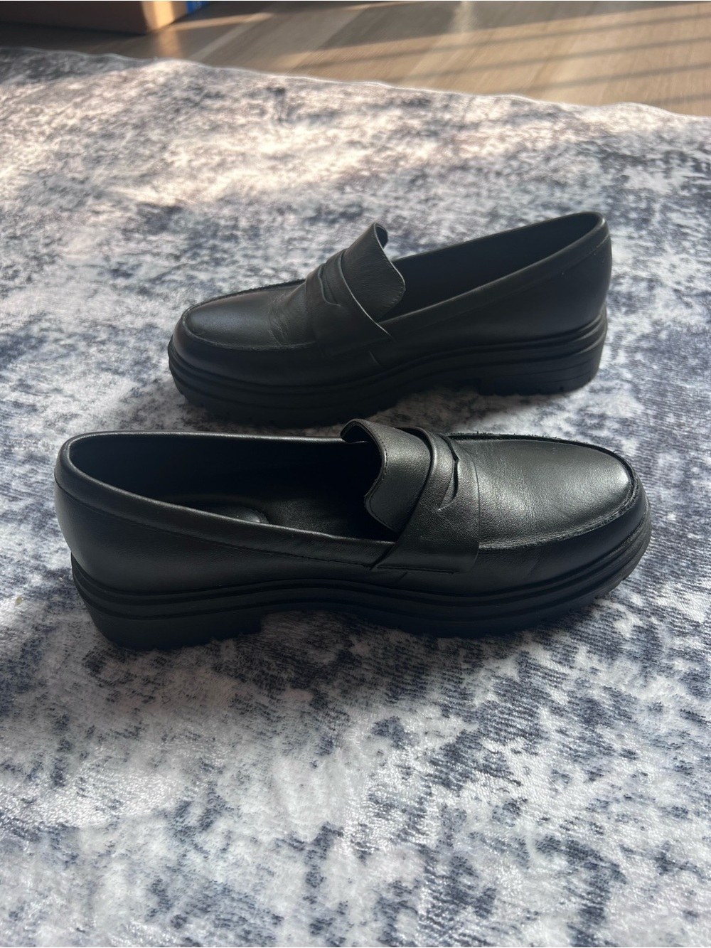 Quince Black Platform Penny Loafers Women Size 9 - Picture 4 of 14